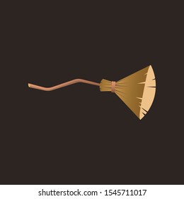 Halloween and wizard Broom Witches and Little Spider with Web, Isolated from the background