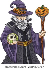 Halloween Wizard Cartoon Colored Clipart 