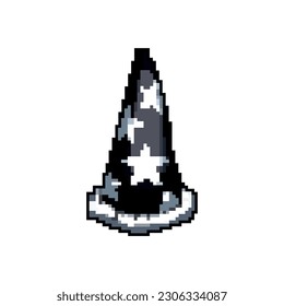 halloween wizard hat game pixel art retro vector. bit halloween wizard hat. old vintage illustration