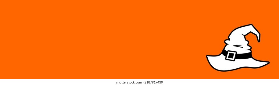Sombrero del asistente de Halloween - banner horizontal con lugar para texto. Ilustración vectorial en estilo plano para las vacaciones de otoño de Halloween. gorra de bruja