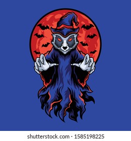 Halloween Wolf Character Illustration Vector