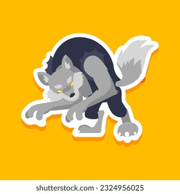 Halloween wolf vector illustration. cartoon, icon, sticker. Vector eps 10