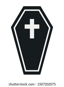 halloween wooden coffin with cross
