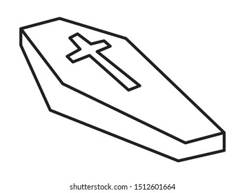 halloween wooden coffin isolated icon vector illustration design