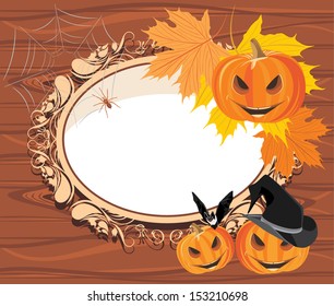 Halloween wooden frame. Vector