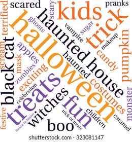 Halloween Word Cloud On a White Background. 