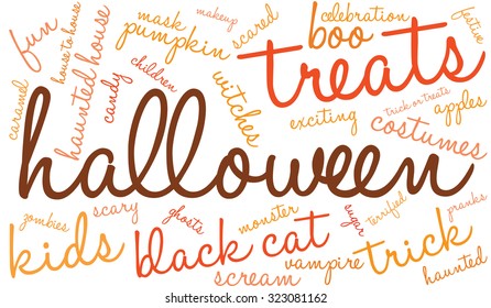 Halloween Word Cloud On a White Background. 