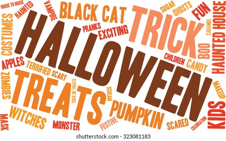 Halloween Word Cloud On a White Background. 