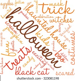Halloween Word Cloud On a White Background. 