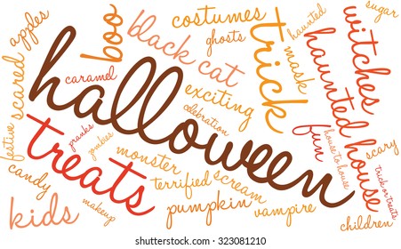 Halloween Word Cloud On a White Background. 