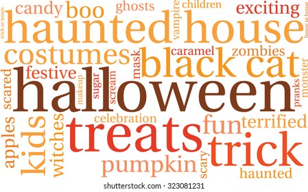 Halloween Word Cloud On a White Background. 