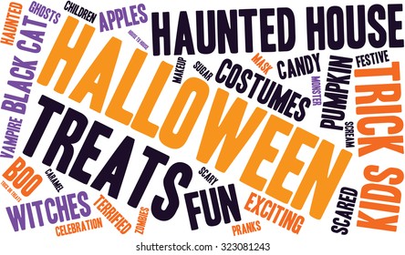 Halloween Word Cloud On a White Background. 