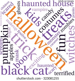 Halloween Word Cloud On a White Background. 