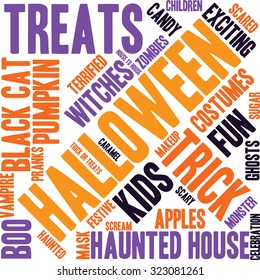 Halloween Word Cloud On a White Background. 
