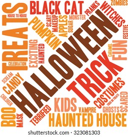 Halloween Word Cloud On a White Background. 