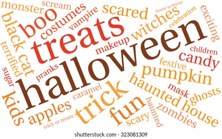 Halloween Word Cloud On a White Background. 