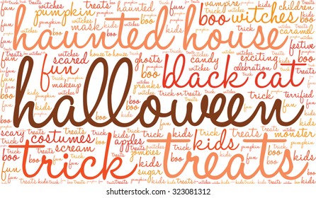 Halloween Word Cloud On a White Background. 