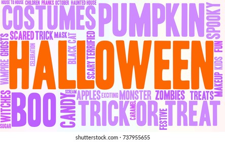 Halloween word cloud on a white background. 