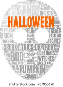 Halloween word cloud on a white background. 