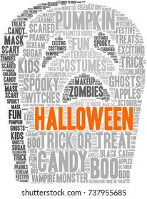 Halloween word cloud on a white background. 