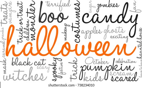 Halloween word cloud on a white background. 