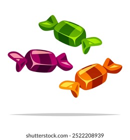 Halloween wrapped candies vector isolated illustration