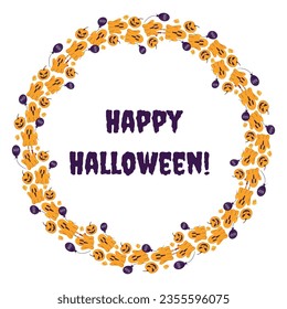 Halloween wreath with space to insert text. Vector illustration