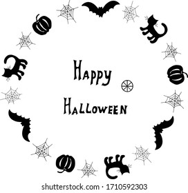 Halloween wreath will help create a mood for the holiday of autumn.Vector hand draw Illustration EPS10 set