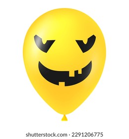 Halloween yellow balloon illustration with scary and funny face