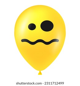 Halloween yellow balloon illustration with scary and funny face