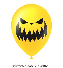 Halloween yellow balloon illustration with scary and funny face