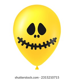 Halloween yellow balloon illustration with scary and funny face