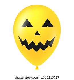 Halloween yellow balloon illustration with scary and funny face