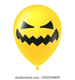 Halloween yellow balloon illustration with scary and funny face