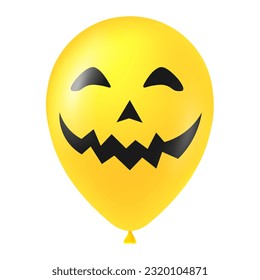 Halloween yellow balloon illustration with scary and funny face