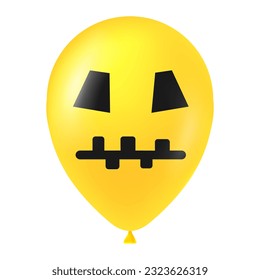 Halloween yellow balloon illustration with scary and funny face