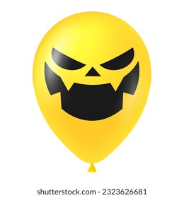 Halloween yellow balloon illustration with scary and funny face