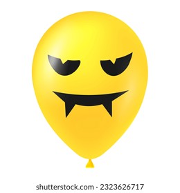 Halloween yellow balloon illustration with scary and funny face