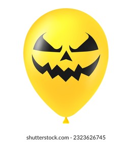 Halloween yellow balloon illustration with scary and funny face