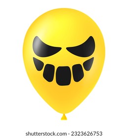 Halloween yellow balloon illustration with scary and funny face