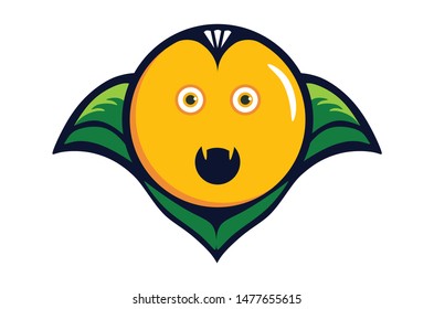 Halloween yellow emoticon green vampire costume with circle shaped Premium vector