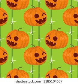 Halloween yellow pumpkin ant star seamless pattern. vector illustration for fashion textile print and wrapping with festive design.