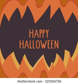 Halloween yellow pumpkin background with happy halloween lettering