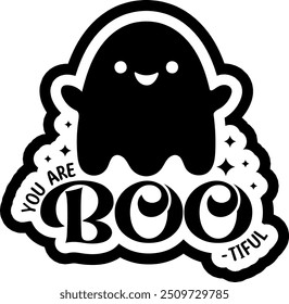 halloween you are boo tiful beautiful ghost black vector graphic design and cut file