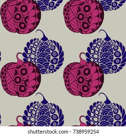 Halloween Zentangle Pattern. Hand Drawn Doodle Pumpkins Scanned and Traced to Vector. Halloween Seamless Background with Carved Pumpkins. Good for Rapport, Textile, Fabric or Wrapping