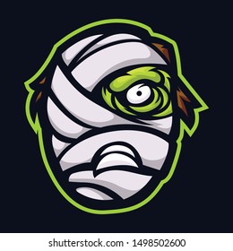 Halloween Zombe Mummy Head 
Mascot Vector Illustration Suitable For Logo or Anything - Spooky Monster