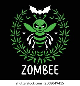 Halloween Zombie Bee Logo T shirt Design