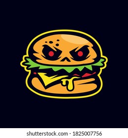 Halloween Zombie Burger Icon in Vector Illustration