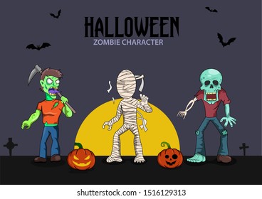 halloween zombie character concept design