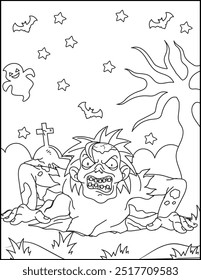 Halloween  Zombie Coloring Page for kids